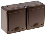 Double socket outlet IP44+lid BETA D.3213SBRGG/1 | 5901350810804