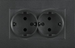 Double socket outlet, black, with frame, Novella Viko by Panasonic 92105556 | 5901761700961