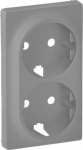 Cover plate Valena Life - 2x2P+E socket - German standard - aluminium 754952 | 3414970456267