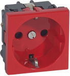 Socket outlet Mosaic - German std - 2P+E screw term. - 2 mod - red antimicrobial 077220 | 3245060772208