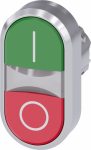 Illuminated twin pushbutton, 22 mm, round, metal, shiny, green: I, red: O, pushbuttons, flat 3SU1051-3AB42-0AK0 | 4011209972940