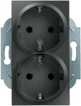 DELTA miro SCHUKO double socket outlet 10/16A 250V with/without screw-type terminals with increased touch protection carbon metallic without claws DELTA switches and socket outlets � design and quality to perfection from Siemens. Due to its eternally ...