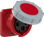 CEE-flanged socket 3x63A(2P+PE) 9h IP67 POWER TWIST 100x100 red 333-9 | 9003399662263