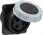 CEE-flanged socket 3x125A(2P+PE) 7h IP67 120x130 sloping black POWER TWIST 443-7 | 9003399587566
