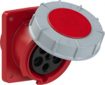 CEE-flanged socket 5x63A(3P+N+PE) 6h IP67 Pilot 100x112 sloping red POWER TWIST 4355-6 | 9003399200922