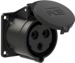 CEE-flanged socket 3x32A (2P+PE) 6h IP44 black 70x70 323-6x | 9003399651564
