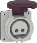 Panel mounting socket, Mureva PK, straight, 16A, 2P, 20&hellip;25V, IP44 82901 | 3303430829010