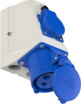 Wall mounted socket 3x32A (2P+PE) 6h IP44 + SCHUKO, blue 9223-6 | 9003399094859