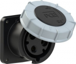 CEE-flanged socket 3x63A(2P+PE) 7h IP67 POWER TWIST 100x100 black 333-7 | 9003399793394