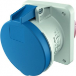 63A4P 9H230V panel mounted receptacle  TA IP 44  with frame terminal and X-CONTACT  flange dimension 107 x 100 mm  fixing dimension  85 x  77 mm 1247A | 4015394008774