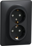 Double socket, grounded, with frame, anthracite Sedna Design SDD314221 | 3606481482648