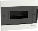 Consumer unit Easy9 EU, flush, 8 modules, 2 earth/neutral terminal blocks, smoked door EZ9EUA108 | 3606486369975