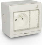 Gniazdo pojedyncze + Łącznik pojedynczy natynkowy GPWPN IP55 "AQUA55" 55.25 | 5901769019003