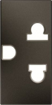 Color: Anthracite.   Rated voltage: 125 / 250 Vac.   Rated current: 15 / 16 A.   Type B+C: 2P / NEMA 5-15R.   Shuttered for child safety.   Screw terminals.   Size: 1 module. 2CLA213800N1801 | 8427238171647