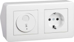 Socket-outlet with timer, Exxact, corner surface box, 2P+E, 10A, schuko, white WDE002465 | 3606480204715