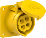 CEE-flanged socket 4x16A (3P+PE) 4h IP44 75x75 yellow 314-4F7 | 9003399044342