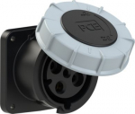 CEE-flanged socket 4x63A(3P+PE) 7h IP67 POWER TWIST 100x100 black 334-7 | 9003399020032