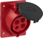 CEE-receptacle flange 80x97 angled 4x30A (3P+PE) 7h IP44 red / black 4249-7 | 9003399438431