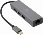 I/O ADAPTER USB-C TO LAN RJ45/USB HUB A-CMU3-LAN-01 GEMBIRD A-CMU3-LAN-01 | 8716309120494