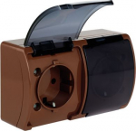 VG-182-52 Koala Gn. podw. 2x2P+Z SCHUKO n/t IP44 brąz z klapką dymną 61.401 | 5901769016279