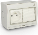 Gniazdo pojedyncze + Łącznik podw&oacute;jny natynkowy GPW2N IP55 "AQUA55" 55.29 | 5901769019010