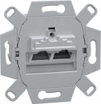 Data socket mechanism with fixing frame, 2x RJ45 Cat6, inclined, Merten inserts 465706 | 4011281898961