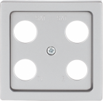 As cover for 4gang Antenna socket insert.   Outputs in a square arrangement e.g. TV/R/SAT/SAT like EVU 02 F, GEVU 15 S from Hirschmann. 2CKA001724A4376 | 4011395225417