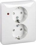 Double socket-outlet, Exxact, 2P + E, 16A, side earth, with shutter, white WDE002198 | 3606480203909