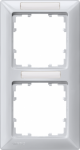 DELTA line, aluminum-metallic frame 2-fold, 151x 80 mm vertical, with Labeling field DELTA switches and socket outlets &ndash; design and quality to perfection from Siemens. Due to its eternally stylish shapes and a multitude of colors, our comprehensive r ...
