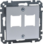 Cover plate for 2xRJ 11/RJ 45 sockets, aluminium, Merten System M MTN291260 | 3606480309816