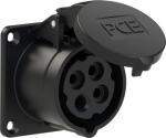 CEE-flanged socket 4x16A (3P+PE) 7h IP44 70x70 black 314-7 | 9003399044557
