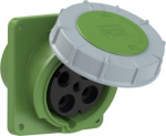 CEE-flanged socket 4x125A(3P+PE) 10h IP67 120x130 sloping green POWER TWIST 444-10
