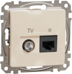 TV + RJ45 data outlet CAT6 UTP, beige Sedna Design SDD112469T | 3606481466471
