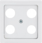 As cover for 4gang Antenna socket insert.   Outputs in a square arrangement e.g. TV/R/SAT/SAT like EVU 02 F, GEVU 15 S from Hirschmann. 2CKA001724A4377 | 4011395225424