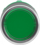 Green flush illuminated pushbutton head &Oslash;22 spring return for integral LED. range of product: Harmony XB5 - device short name: ZB5 - product compatibility: integral LED - mounting diameter: 22 mm - operator additional information: clear boot - additi ...