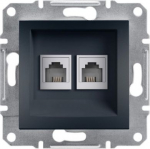 Telephone socket, 2xRJ11, without frame, anthracite, Asfora EPH4200171 | 3606480729737