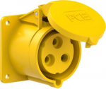 CEE-flanged socket 3x32A (2P+PE) 4h IP44 75x75 yellow 323-4F7 | 9003399045974