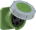 CEE-flanged socket 3x63A(2P+PE) 10h IP67 POWER TWIST 100x100 green 333-10 | 9003399666919