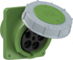 CEE-flanged socket 5x125A(3P+N+PE) 10h IP67 120x130 sloping green POWER TWIST 445-10 | 9003399667961