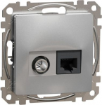 TV + RJ45 data outlet CAT6 UTP, aluminium Sedna Design SDD113469T | 3606481466891