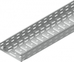 Cable tray with integrated coupling KZI 60x200 from sheet 0,75 mm superficial treatment galvanized Zn+Mg+Al, perforated, with embosy for augmentation of firmness and rigidity KZI 60X200X0.75_ZM | 8595568937759