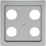 As cover for 4gang Antenna socket insert.   Outputs in a square arrangement e.g. TV/R/SAT/SAT like EVU 02 F, GEVU 15 S from Hirschmann.   Surface painted. 2CKA001724A4378 | 4011395225431