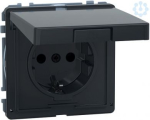 SCHUKO socket-outlet w. hng.lid, sh utter, screwl. term., anthracite, A MEG2310-7214 | 4042811139308