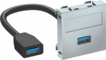 Media adapteris,USB 3.0 A-A ar kabeli, rozete-rozete 45x45mm, PC, alumīnija lakots 6104928 | 4012195899754