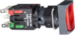 Red rectangular flush complete illum pushbutton &Oslash;16 latching 1NO+1NC 12...24V. range of product: Harmony XB6 - device short name: XB6 - mounting diameter: 16 mm - contacts type and composition: 1 NO + 1 NC - contacts operation: slow-break - light sou ...