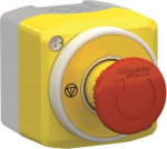 Control station, Harmony XALD, plastic, yellow lid, 1 emergency stop 40mm, turn to release, illumina XALK178W3B140E | 3606489745714