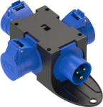 mobile thermoplastic distribution box series St. Anton IP44<br>1xCEE plug 16A 3p 230V<br>3xCEE socket 16A 3p 230V protected with pre-fusing supply chain<br>distribution box is ready wired on for using 9430401