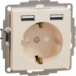 Socket outlet, grounded SSO Side E+2xUSB (A+A) beige Sedna Design SDD112052 | 3606481478634