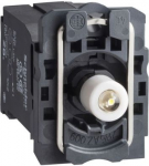 White light block with body/fixing collar with BA9s LED bulb 400V. range of product: Harmony XB5 - product or component type: complete body/light block assembly - device short name: ZB5 - fixing collar material: plastic - connections - terminals: scr ...