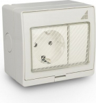 Gniazdo pojedyncze Schuko + Łącznik pojedynczy natynkowy GPSWPN IP55 "AQUA55" 55.45 | 5901769019041